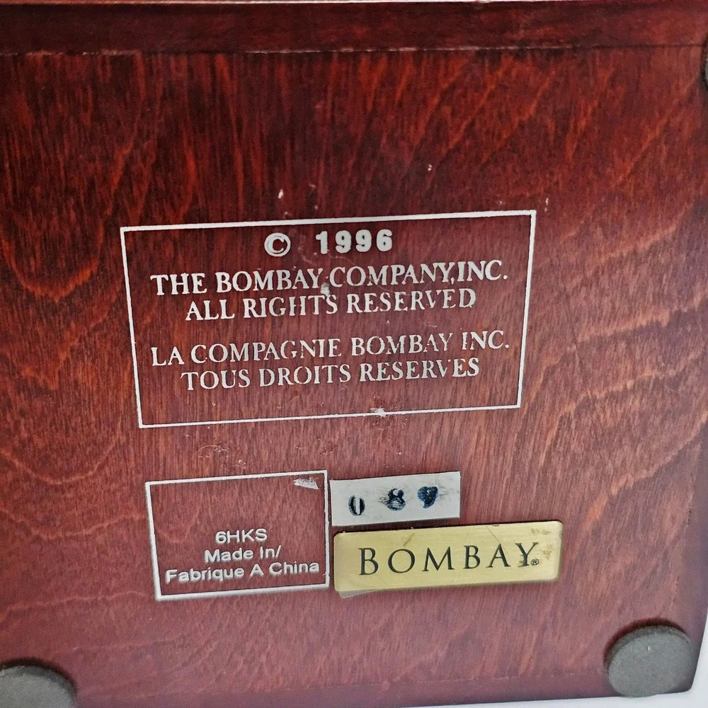 Vintage Bombay Wooden Photo Cube Keepsake Box Dark Mahogany 5 Picture Frames‎